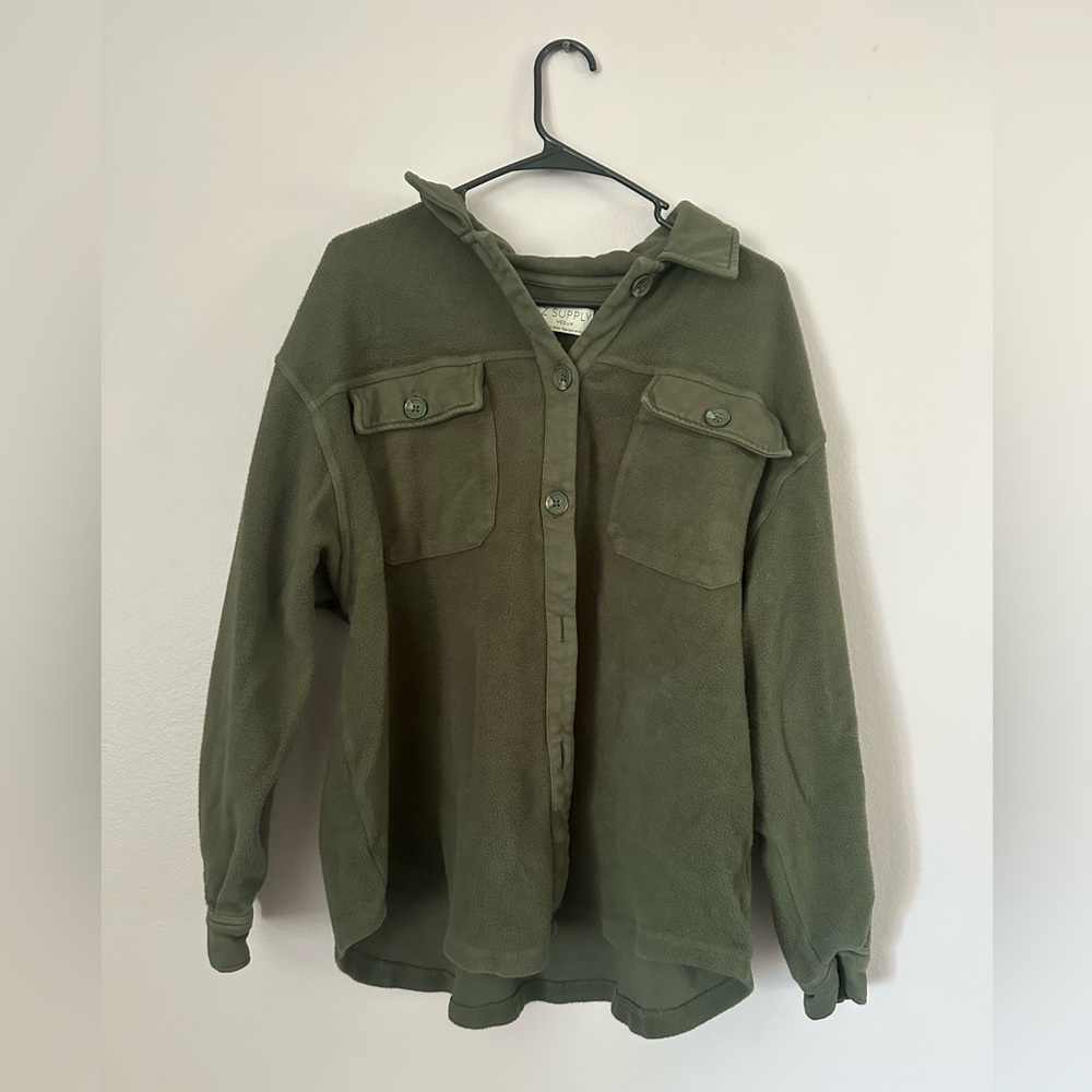 ZSupply Green Knit Button Up Jacket Unisex